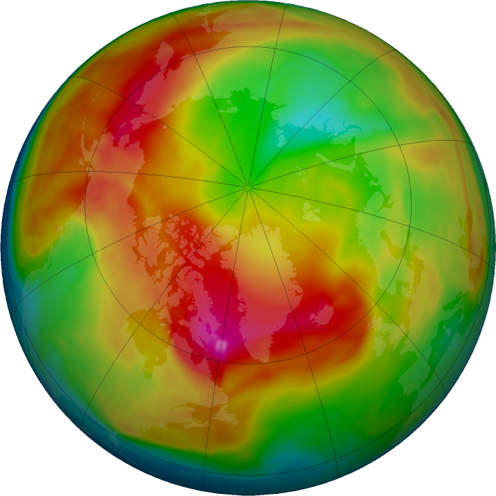 Arctic ozone map for 31 January 2024